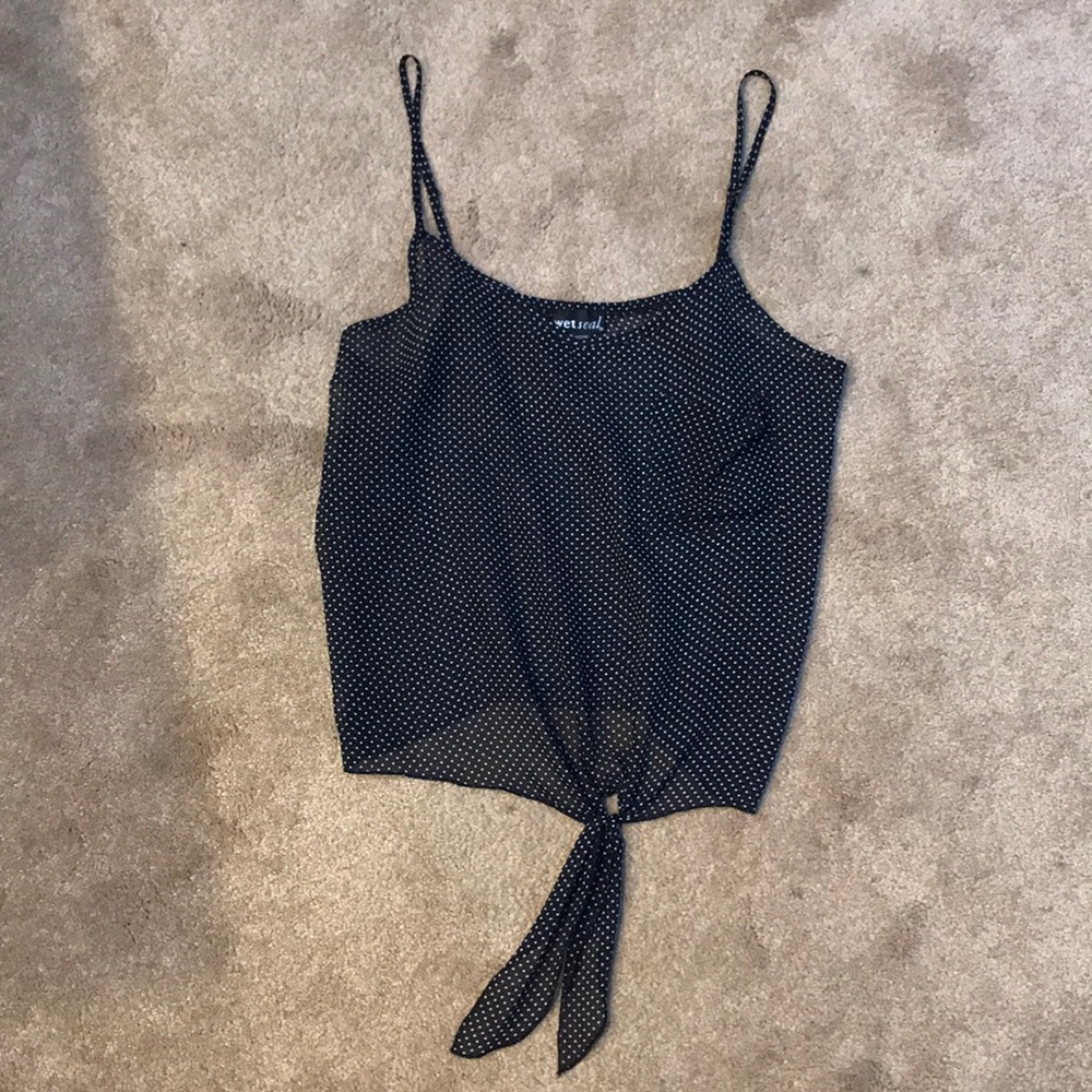 Polka dot black and white tank